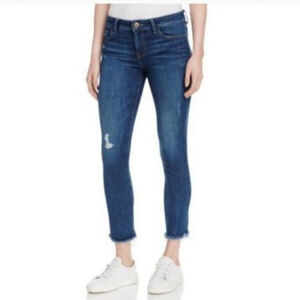 DL1961 Mara High Rise Instasculpt Ankle Straight Jeans Distressed Frayed  27